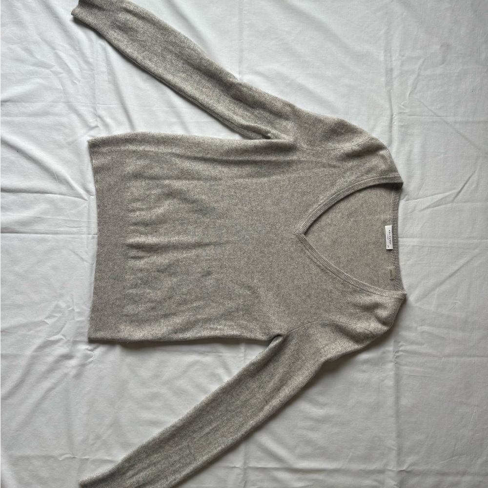Gray 100% Cashmere V-Neck Women's Sweater